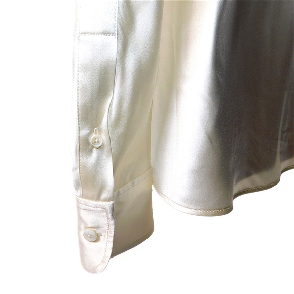 Joseph 100% Silk Satin Button-Down Blouse | Size 42 (US 10) Ivory - Picture 3 of 8
